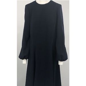Bibhu Mohapatra Navy Polyester Long Sleeve Sheath Midi Dress sz XL